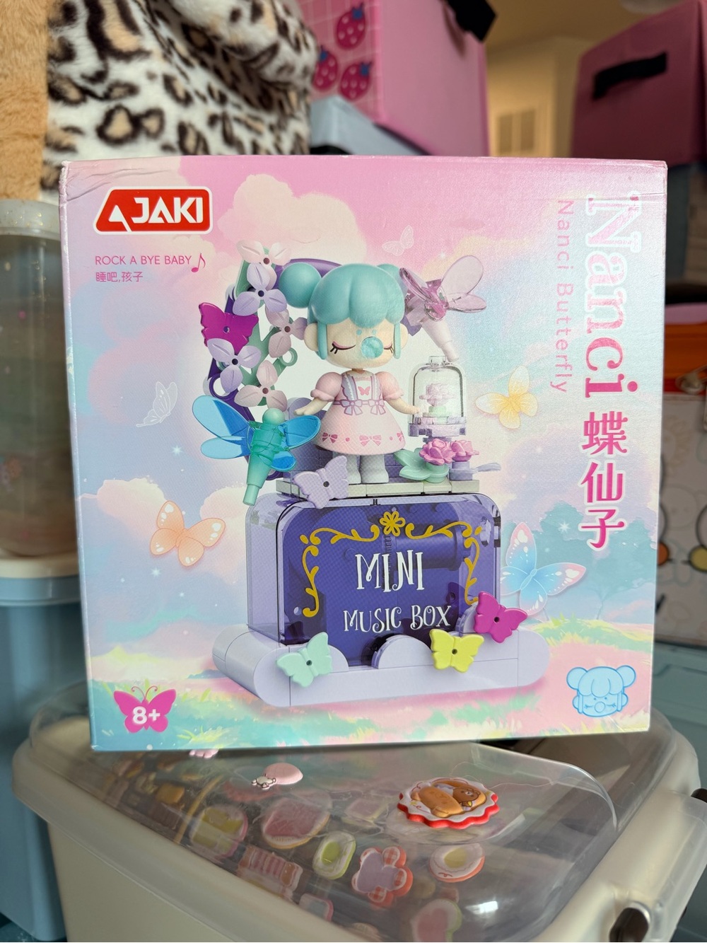JAKI Nanci Butterfly Mini Music Box - Pink & Mint